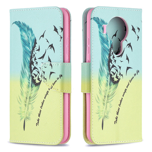 Pattern Printing Magnetic PU Leather Stand Wallet Phone Case Shell for Nokia 5.4
