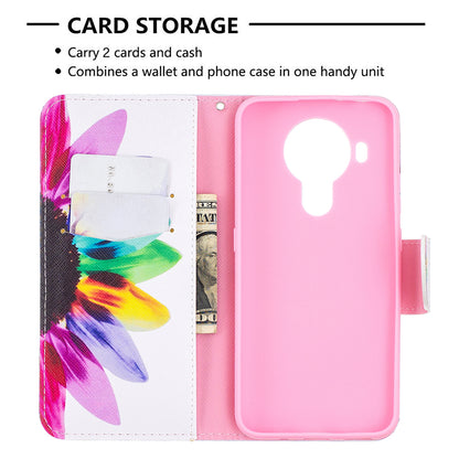 Pattern Printing Magnetic PU Leather Stand Wallet Phone Case Shell for Nokia 5.4