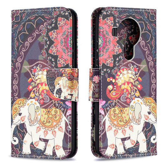 Pattern Printing Wallet Stand Flip Leather Phone Case Shell for Nokia 5.4