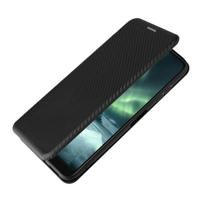 Anti-Scratch Carbon Fiber Texture Auto-absorbed Card Holder Cover Case for Nokia 6.3 / G10 / G20