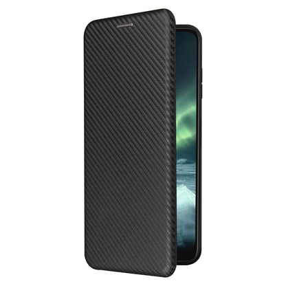 Anti-Scratch Carbon Fiber Texture Auto-absorbed Card Holder Cover Case for Nokia 6.3 / G10 / G20
