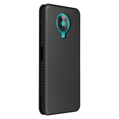 Anti-Scratch Carbon Fiber Texture Auto-absorbed Card Holder Cover Case for Nokia 6.3 / G10 / G20
