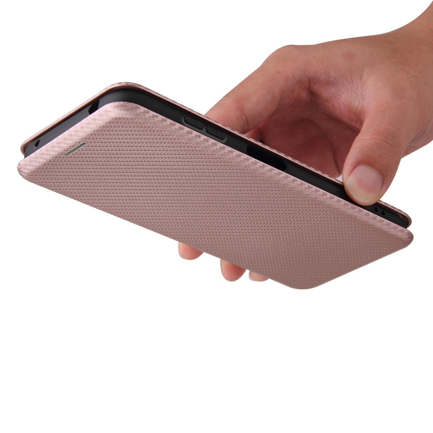 Anti-Scratch Carbon Fiber Texture Auto-absorbed Card Holder Cover Case for Nokia 6.3 / G10 / G20