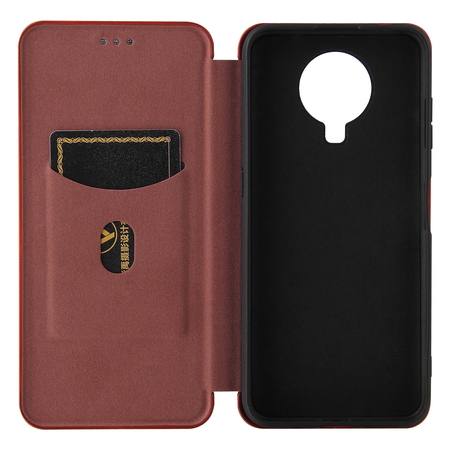 Anti-Scratch Carbon Fiber Texture Auto-absorbed Card Holder Cover Case for Nokia 6.3 / G10 / G20