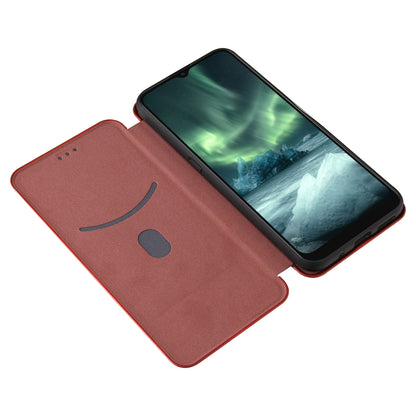 Anti-Scratch Carbon Fiber Texture Auto-absorbed Card Holder Cover Case for Nokia 6.3 / G10 / G20