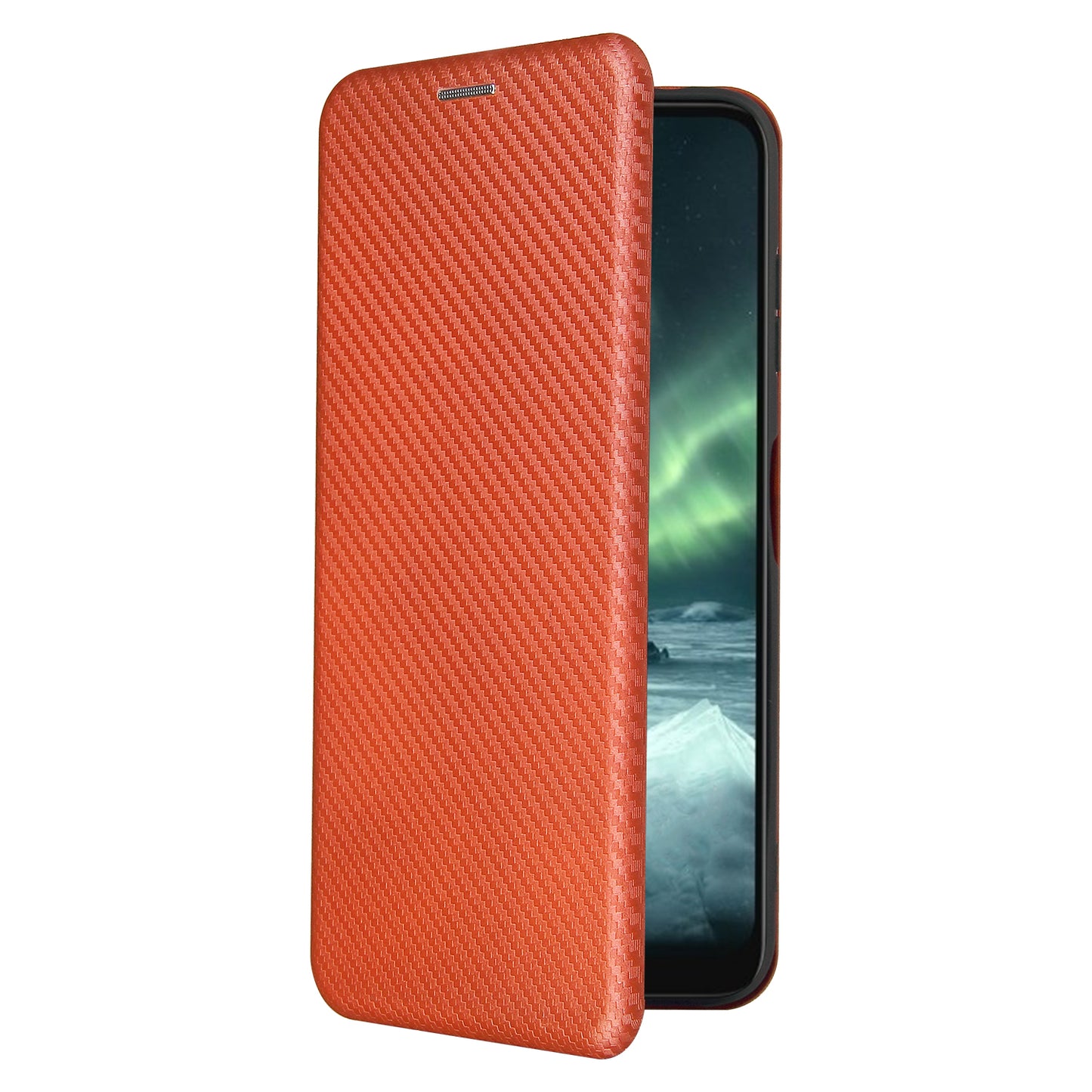 Anti-Scratch Carbon Fiber Texture Auto-absorbed Card Holder Cover Case for Nokia 6.3 / G10 / G20
