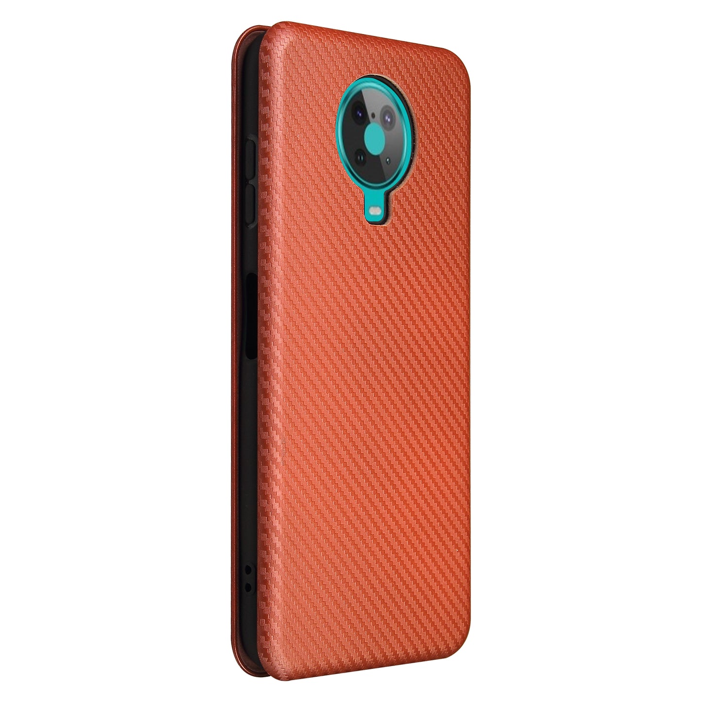 Anti-Scratch Carbon Fiber Texture Auto-absorbed Card Holder Cover Case for Nokia 6.3 / G10 / G20