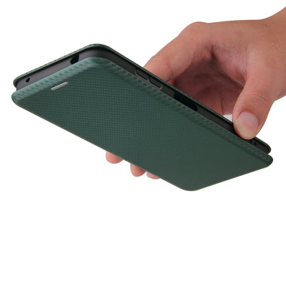 Anti-Scratch Carbon Fiber Texture Auto-absorbed Card Holder Cover Case for Nokia 6.3 / G10 / G20