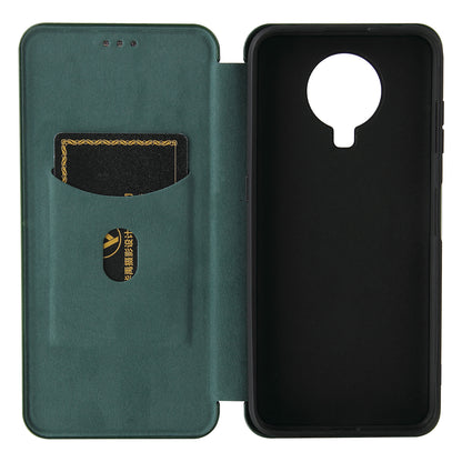 Anti-Scratch Carbon Fiber Texture Auto-absorbed Card Holder Cover Case for Nokia 6.3 / G10 / G20