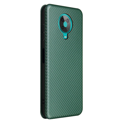 Anti-Scratch Carbon Fiber Texture Auto-absorbed Card Holder Cover Case for Nokia 6.3 / G10 / G20