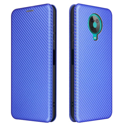 Anti-Scratch Carbon Fiber Texture Auto-absorbed Card Holder Cover Case for Nokia 6.3 / G10 / G20