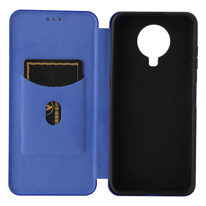 Anti-Scratch Carbon Fiber Texture Auto-absorbed Card Holder Cover Case for Nokia 6.3 / G10 / G20
