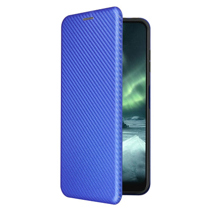 Anti-Scratch Carbon Fiber Texture Auto-absorbed Card Holder Cover Case for Nokia 6.3 / G10 / G20
