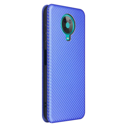 Anti-Scratch Carbon Fiber Texture Auto-absorbed Card Holder Cover Case for Nokia 6.3 / G10 / G20