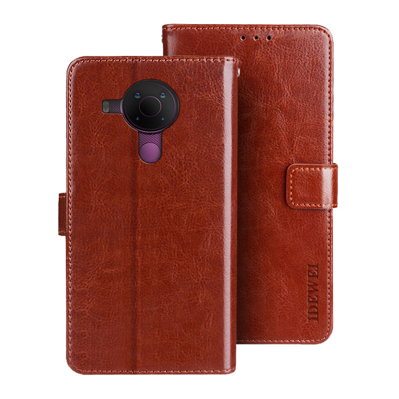 IDEWEI Wallet Design Crazy Horse Texture Leather Mobile Casing for Nokia 5.4