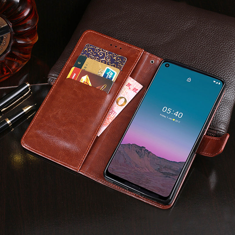 IDEWEI Wallet Design Crazy Horse Texture Leather Mobile Casing for Nokia 5.4