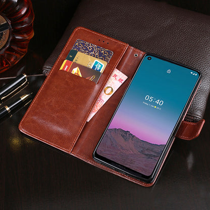 IDEWEI Wallet Design Crazy Horse Texture Leather Mobile Casing for Nokia 5.4