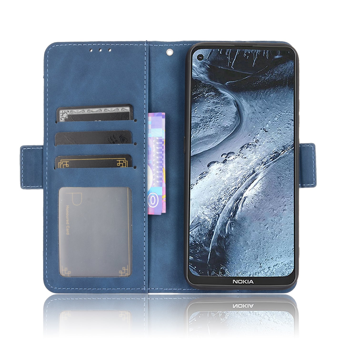 Leather Wallet Protective Case with Multiple Card Slots for Nokia 7.3