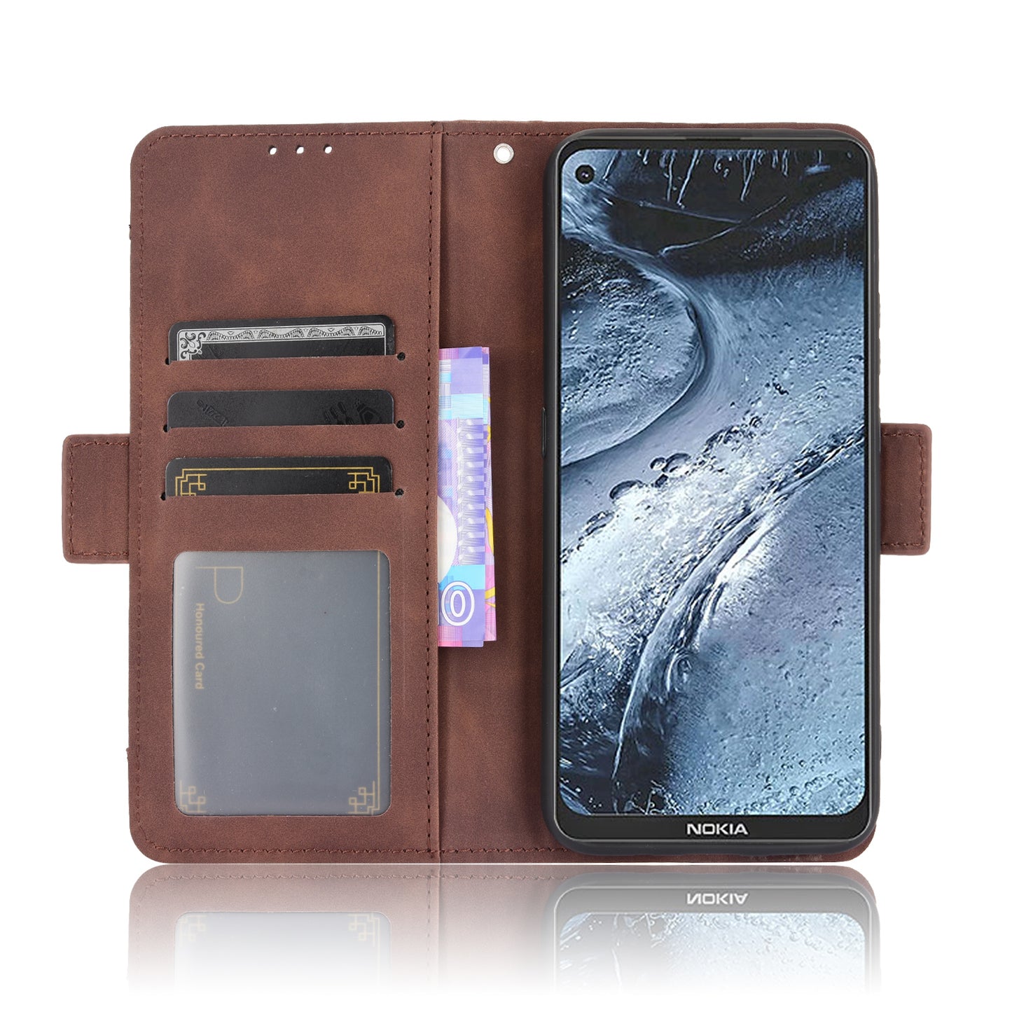 Leather Wallet Protective Case with Multiple Card Slots for Nokia 7.3