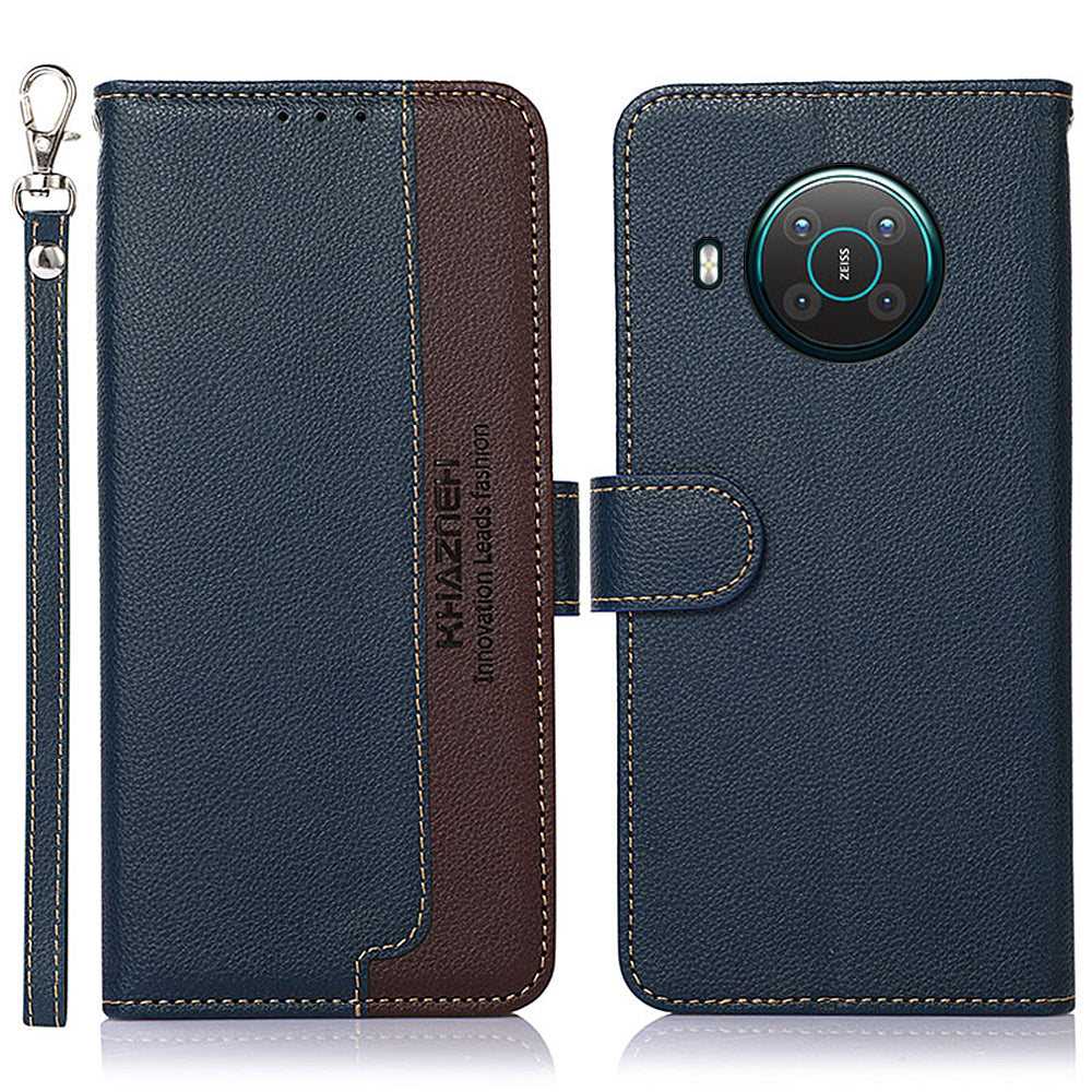 KHAZNEH RFID Anti-theft Swiping Function Design Leather Phone Case Litchi Skin Cover for Nokia X10/X20