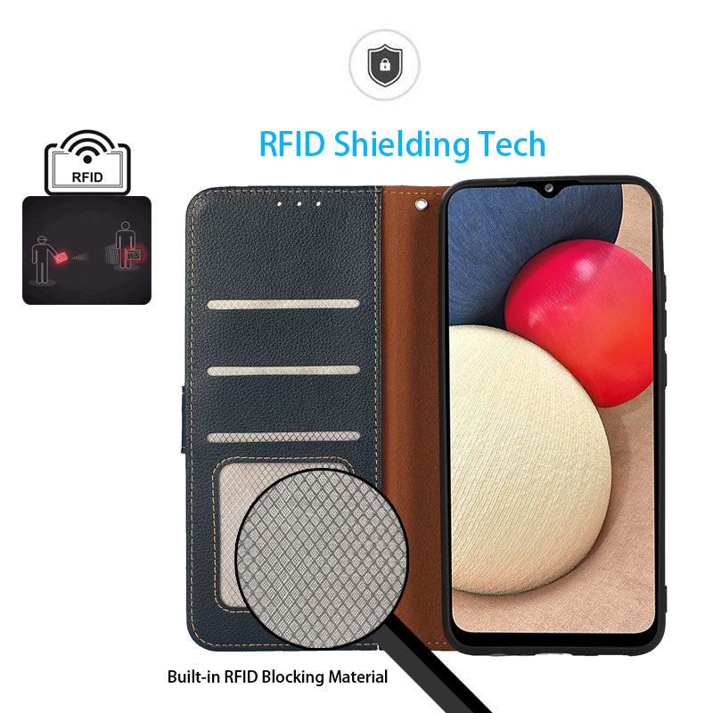 KHAZNEH RFID Anti-theft Swiping Function Design Leather Phone Case Litchi Skin Cover for Nokia X10/X20