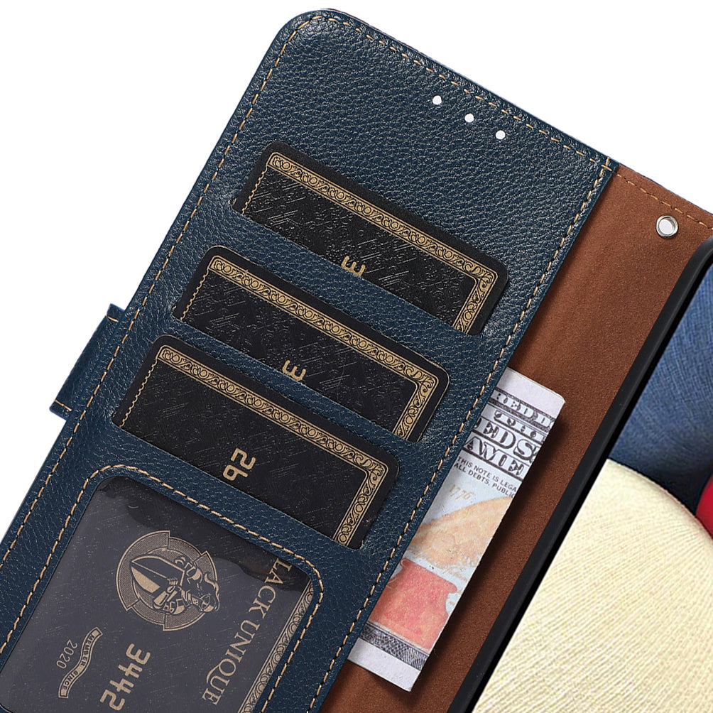 KHAZNEH RFID Anti-theft Swiping Function Design Leather Phone Case Litchi Skin Cover for Nokia X10/X20