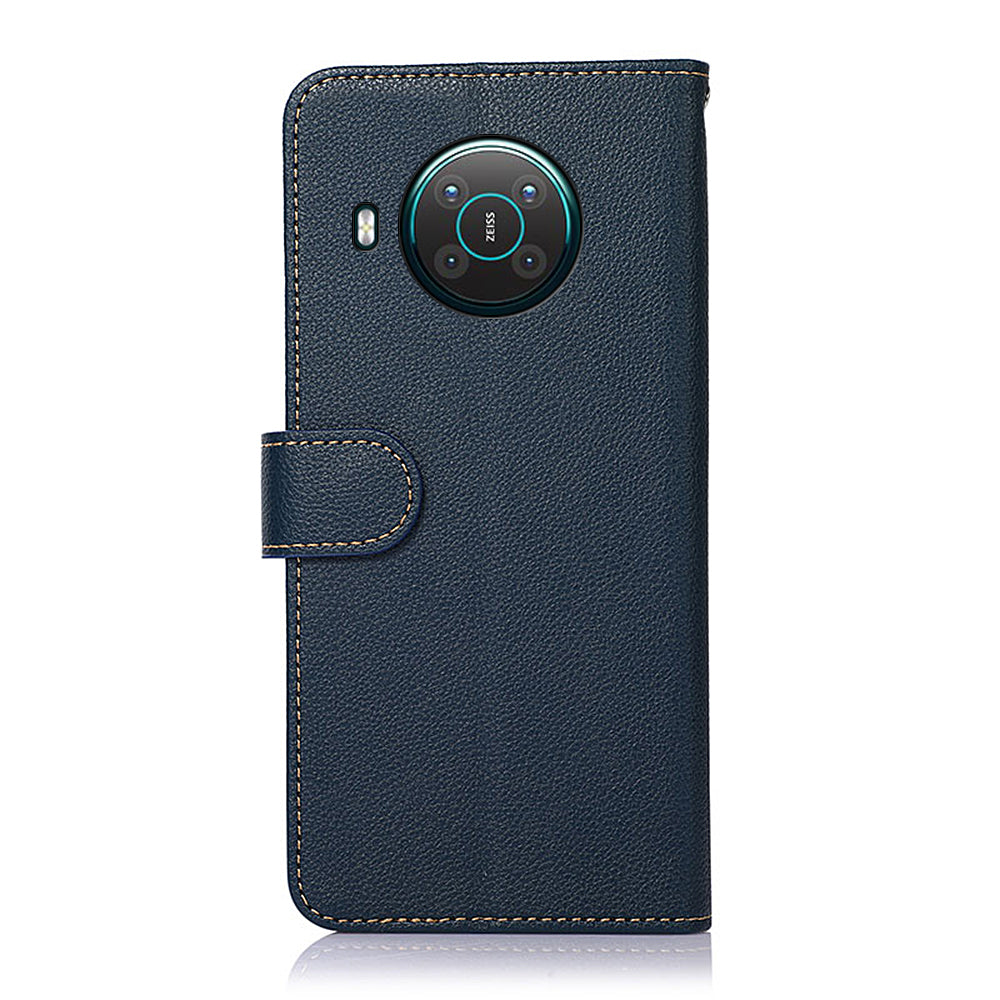 KHAZNEH RFID Anti-theft Swiping Function Design Leather Phone Case Litchi Skin Cover for Nokia X10/X20