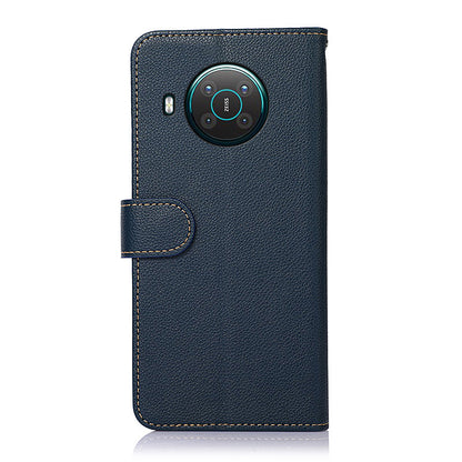 KHAZNEH RFID Anti-theft Swiping Function Design Leather Phone Case Litchi Skin Cover for Nokia X10/X20
