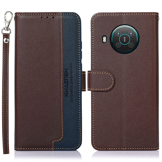 KHAZNEH RFID Anti-theft Swiping Function Design Leather Phone Case Litchi Skin Cover for Nokia X10/X20