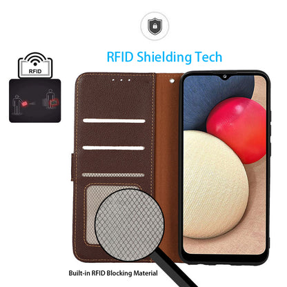 KHAZNEH RFID Anti-theft Swiping Function Design Leather Phone Case Litchi Skin Cover for Nokia X10/X20