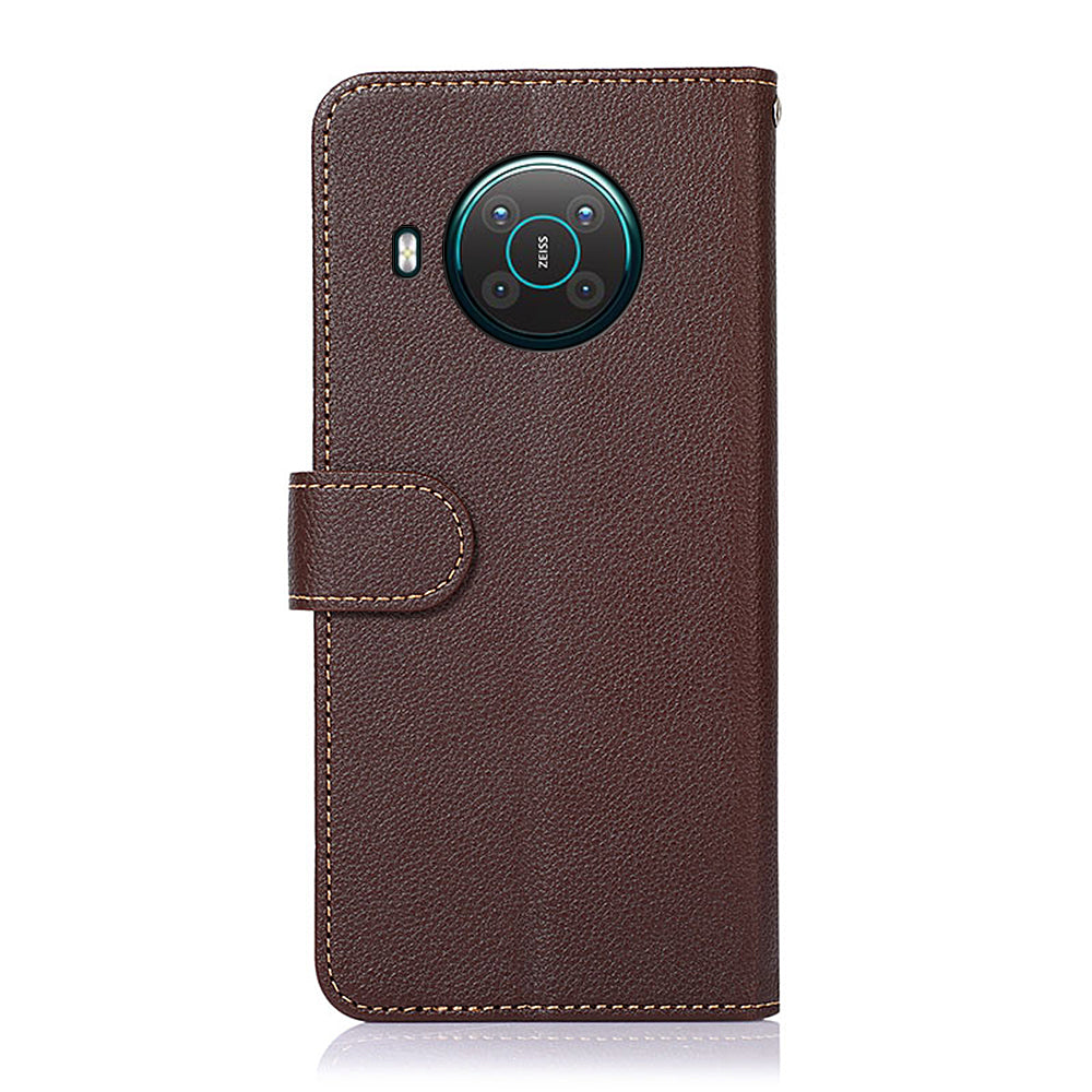 KHAZNEH RFID Anti-theft Swiping Function Design Leather Phone Case Litchi Skin Cover for Nokia X10/X20