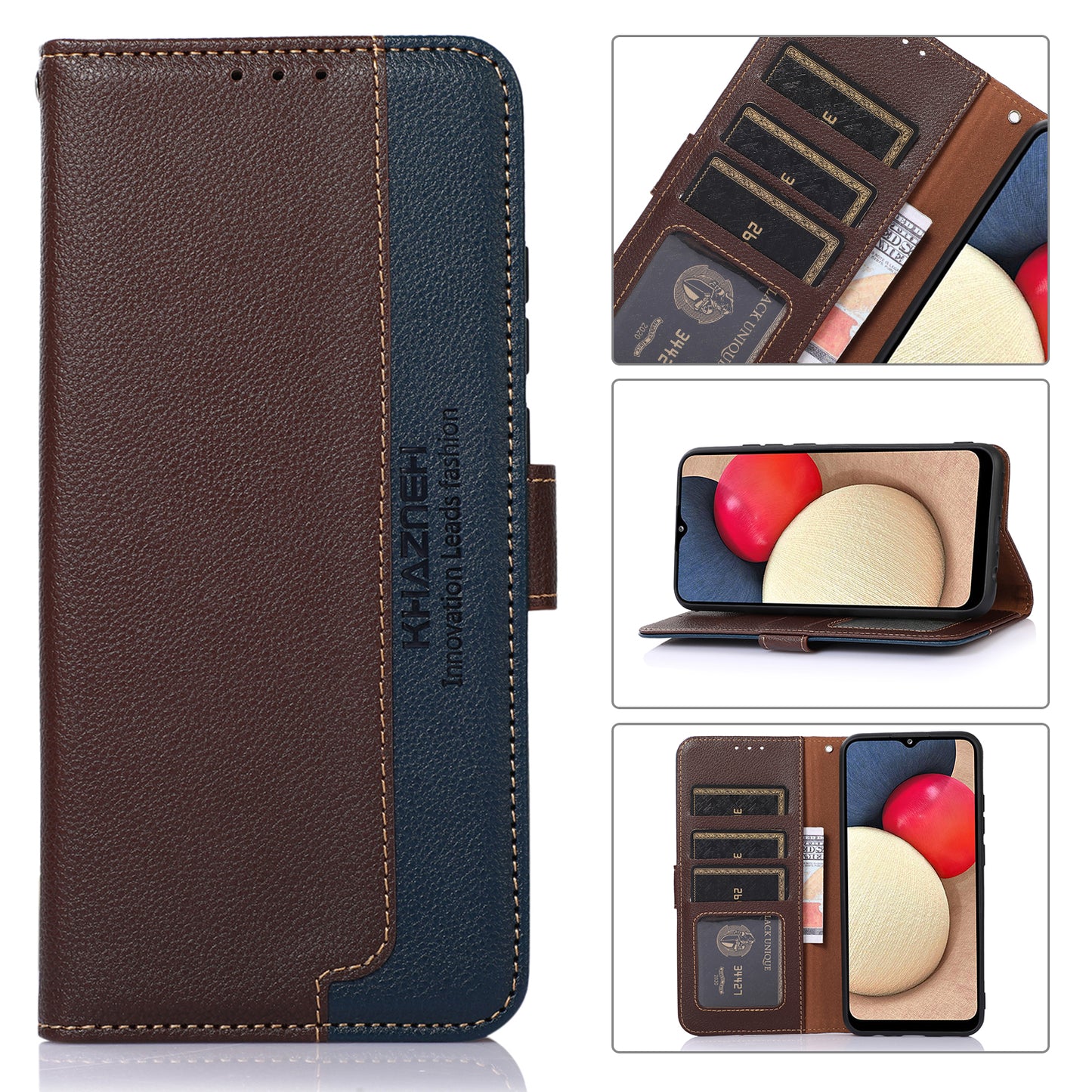 KHAZNEH RFID Anti-theft Swiping Function Design Leather Phone Case Litchi Skin Cover for Nokia X10/X20