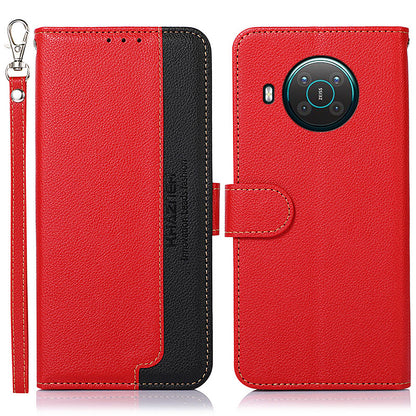 KHAZNEH RFID Anti-theft Swiping Function Design Leather Phone Case Litchi Skin Cover for Nokia X10/X20