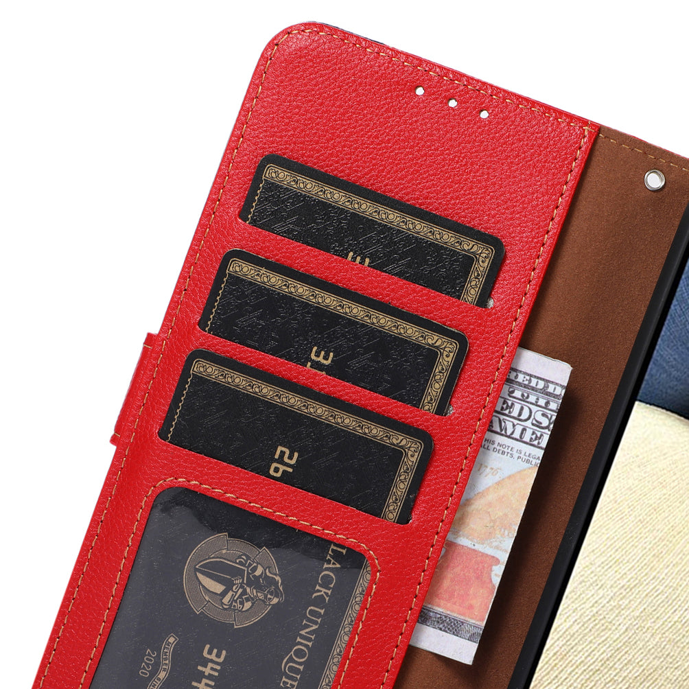 KHAZNEH RFID Anti-theft Swiping Function Design Leather Phone Case Litchi Skin Cover for Nokia X10/X20