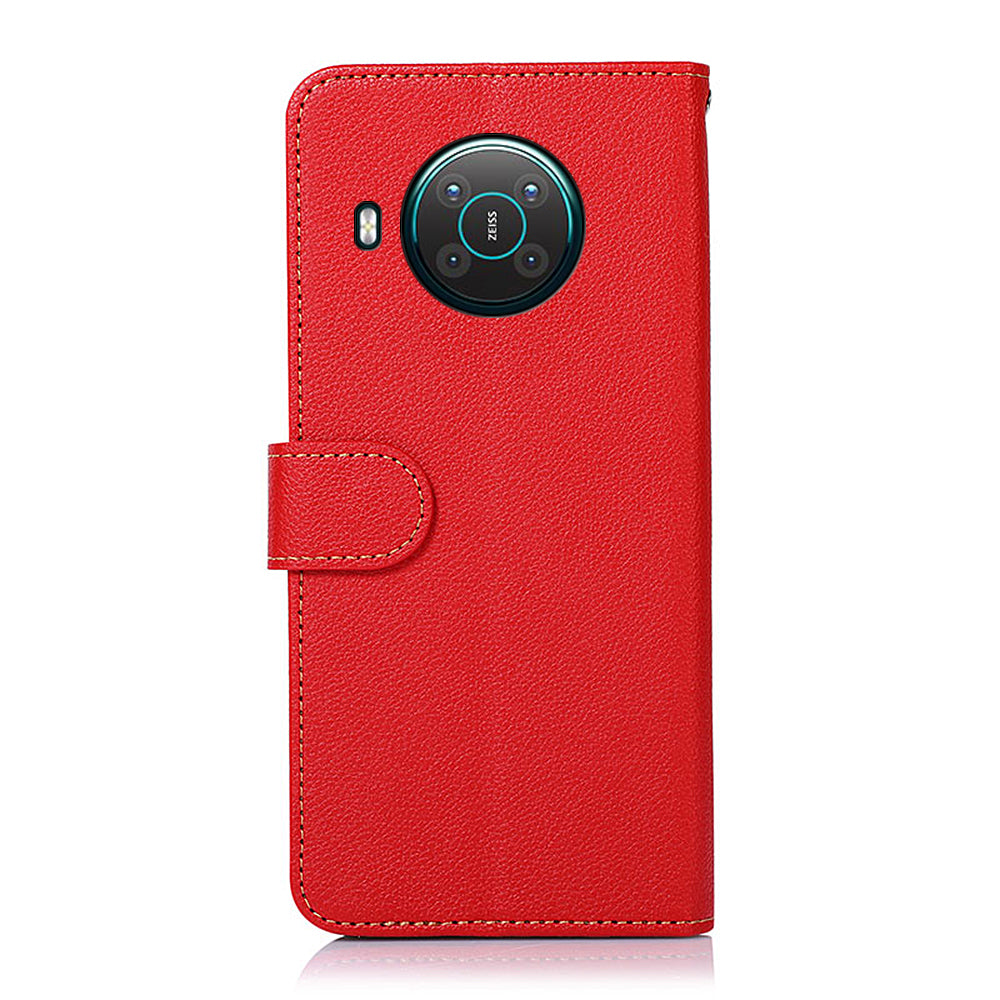 KHAZNEH RFID Anti-theft Swiping Function Design Leather Phone Case Litchi Skin Cover for Nokia X10/X20