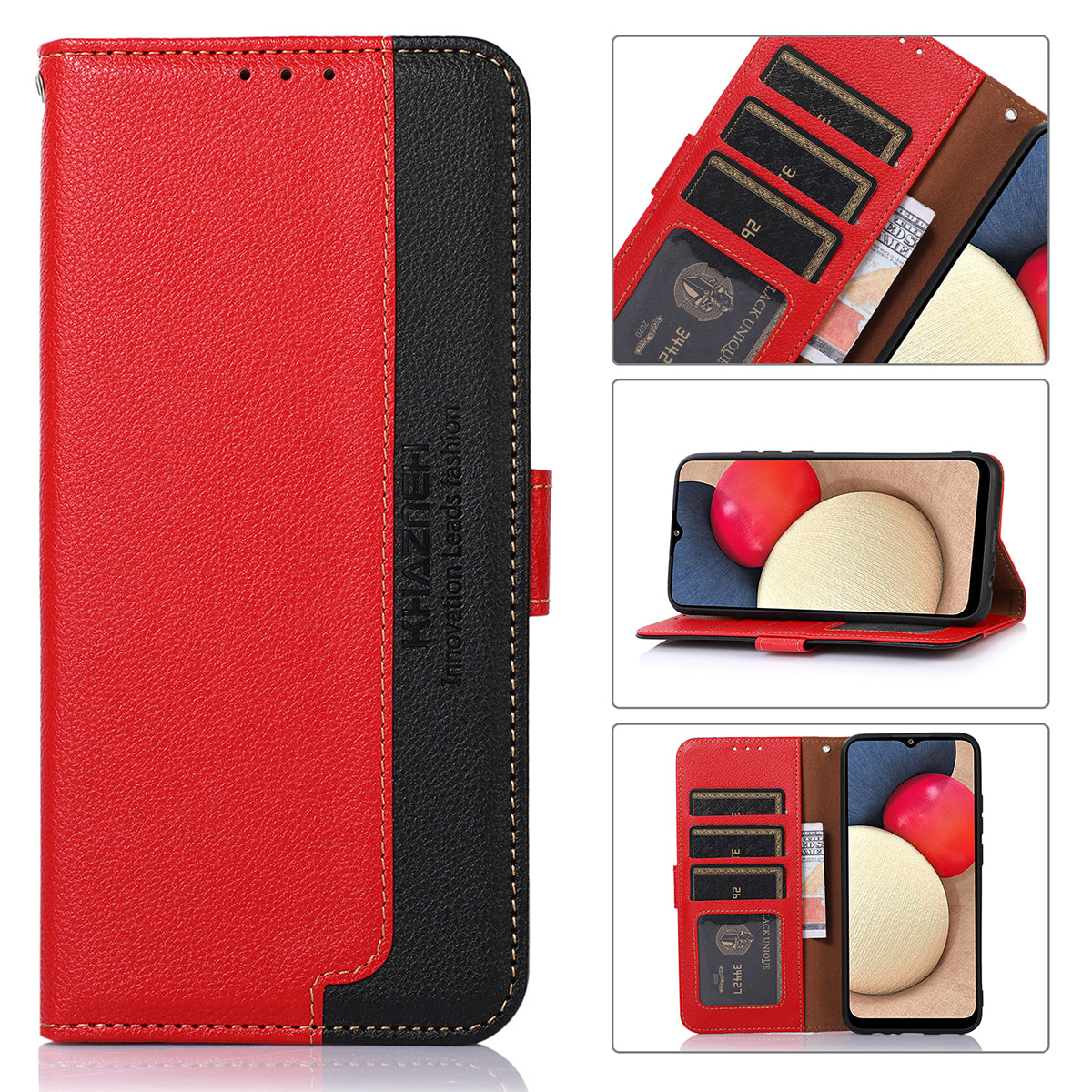 KHAZNEH RFID Anti-theft Swiping Function Design Leather Phone Case Litchi Skin Cover for Nokia X10/X20