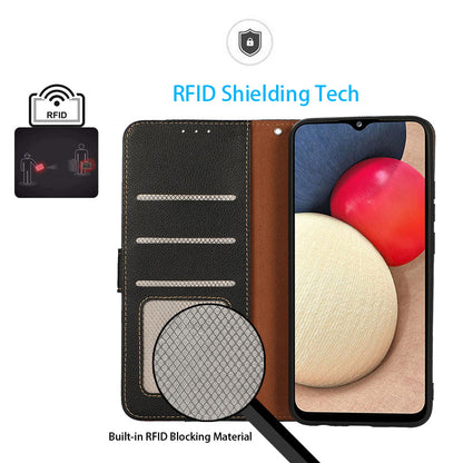 KHAZNEH RFID Anti-theft Swiping Function Design Leather Phone Case Litchi Skin Cover for Nokia X10/X20