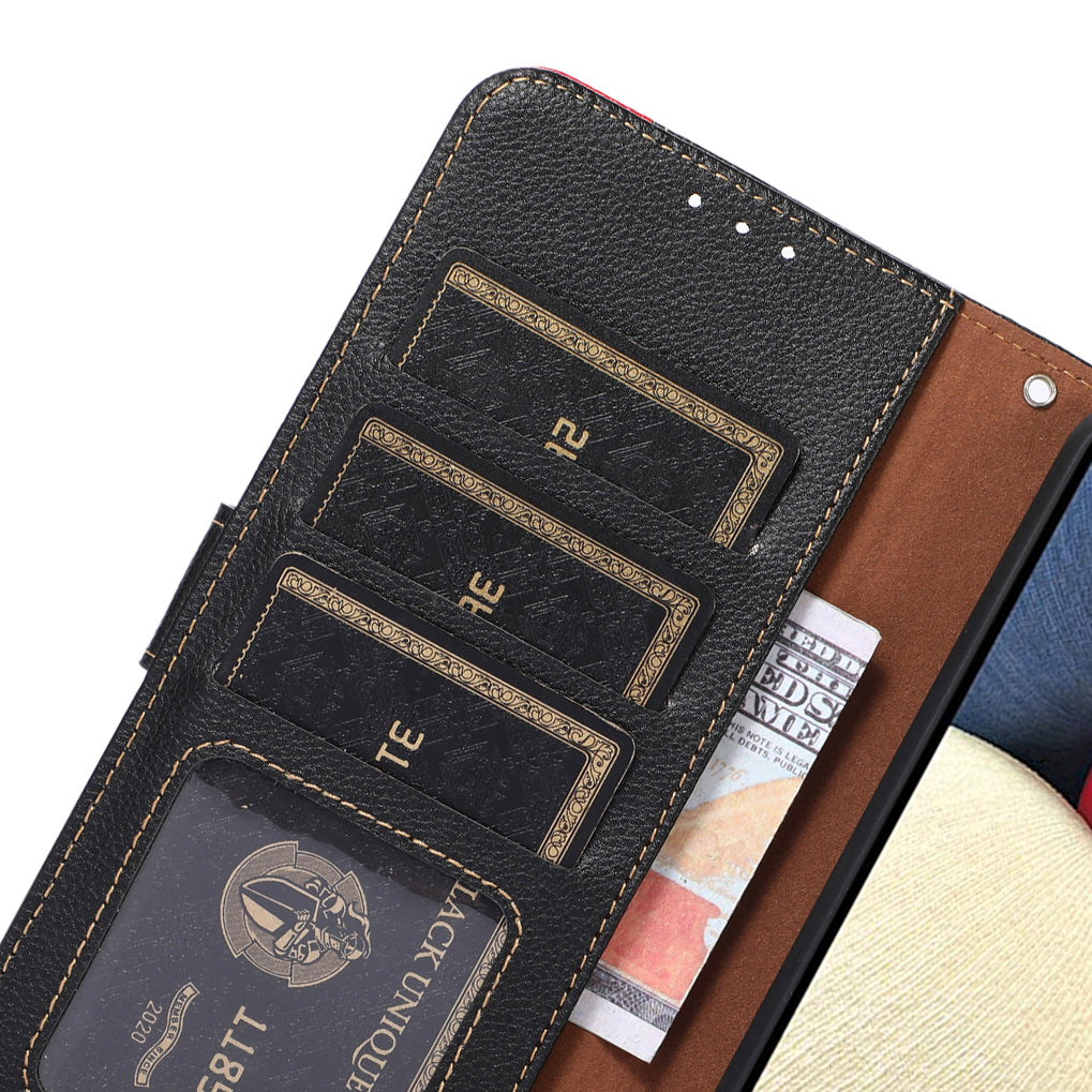 KHAZNEH RFID Anti-theft Swiping Function Design Leather Phone Case Litchi Skin Cover for Nokia X10/X20