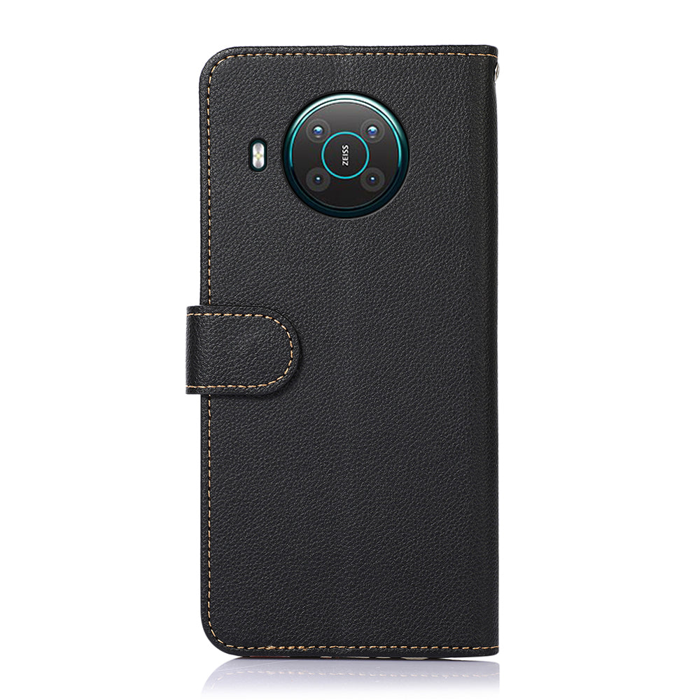 KHAZNEH RFID Anti-theft Swiping Function Design Leather Phone Case Litchi Skin Cover for Nokia X10/X20