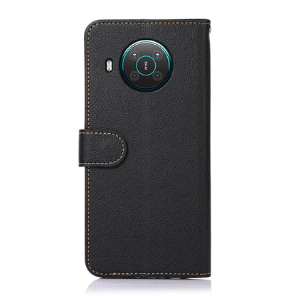 KHAZNEH RFID Anti-theft Swiping Function Design Leather Phone Case Litchi Skin Cover for Nokia X10/X20