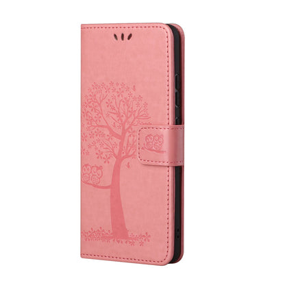 Wallet Design Leather Stand Phone Cover Case with Owl Tree Pattern Imprint for Nokia X10/X20