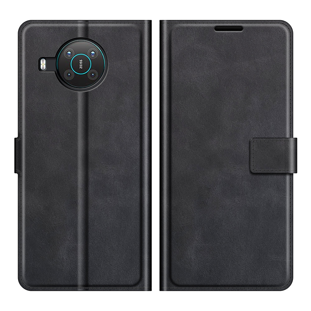 Leather Wallet Stand Protective Case Magnetic Square Clasp Cover for Nokia X10 / Nokia X20