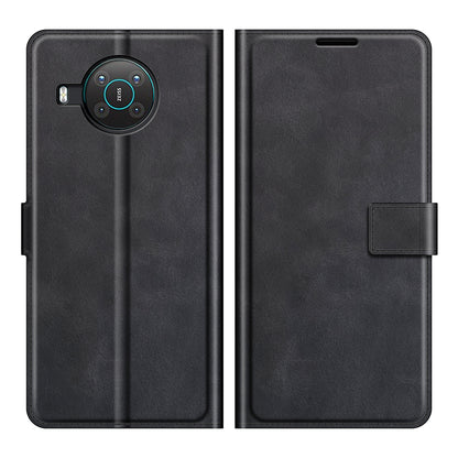 Leather Wallet Stand Protective Case Magnetic Square Clasp Cover for Nokia X10 / Nokia X20
