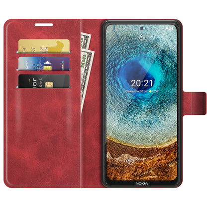 Leather Wallet Stand Protective Case Magnetic Square Clasp Cover for Nokia X10 / Nokia X20