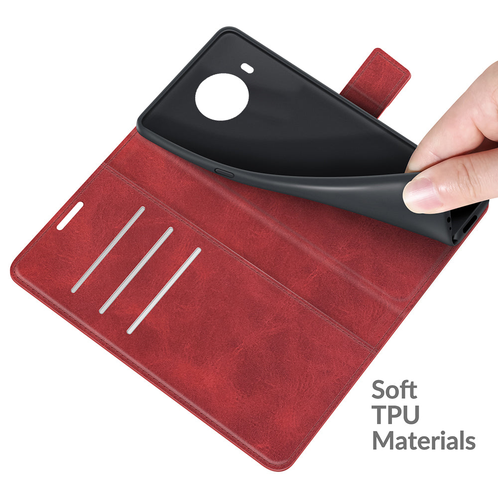 Leather Wallet Stand Protective Case Magnetic Square Clasp Cover for Nokia X10 / Nokia X20