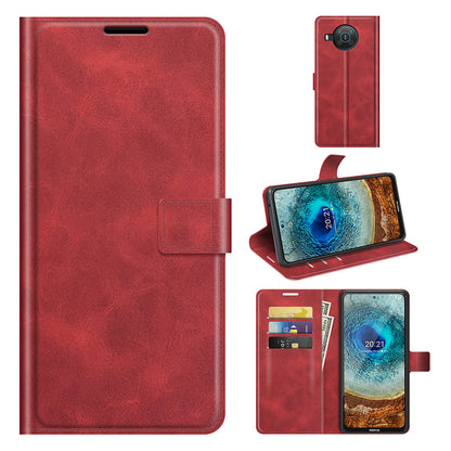 Leather Wallet Stand Protective Case Magnetic Square Clasp Cover for Nokia X10 / Nokia X20
