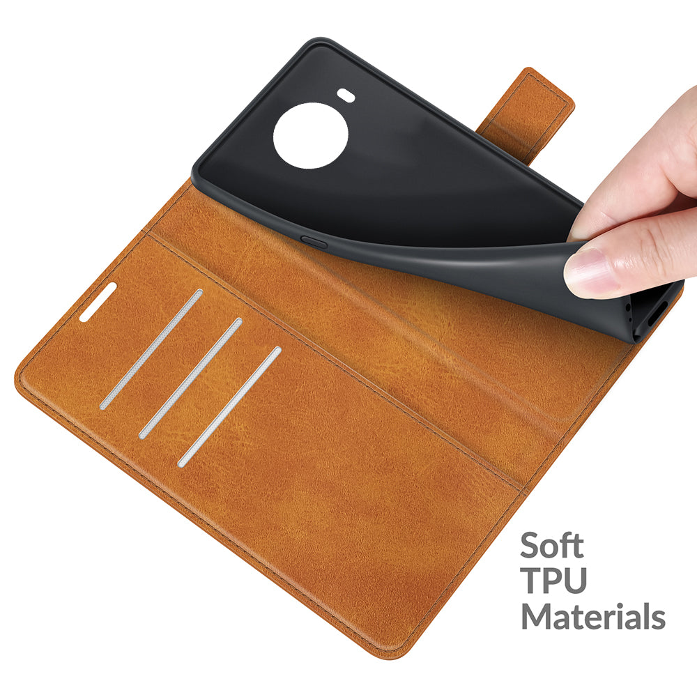 Leather Wallet Stand Protective Case Magnetic Square Clasp Cover for Nokia X10 / Nokia X20