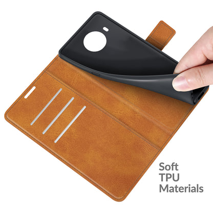 Leather Wallet Stand Protective Case Magnetic Square Clasp Cover for Nokia X10 / Nokia X20