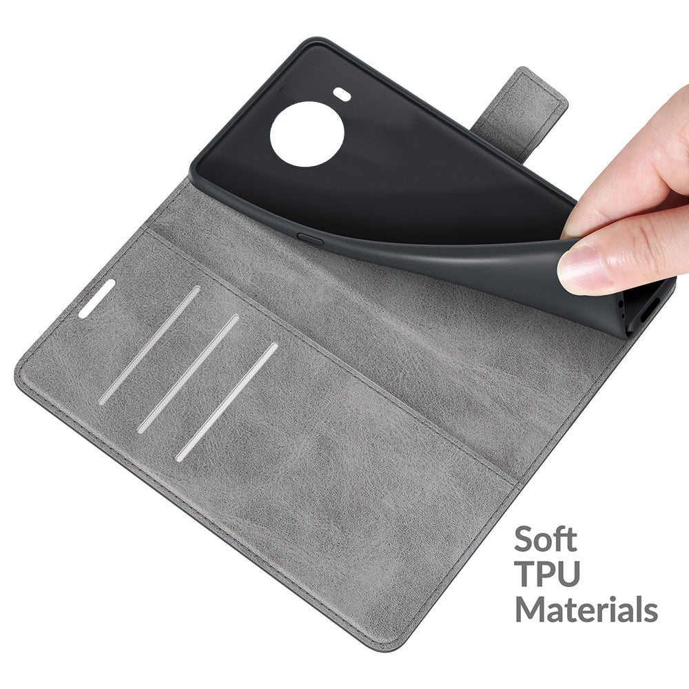 Leather Wallet Stand Protective Case Magnetic Square Clasp Cover for Nokia X10 / Nokia X20