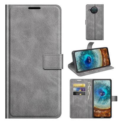 Leather Wallet Stand Protective Case Magnetic Square Clasp Cover for Nokia X10 / Nokia X20